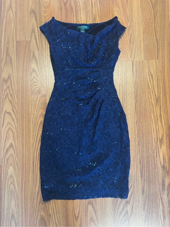 Lauren Ralph Lauren Dresses & Skirts - Lauren Ralph Lauren Navy Lace Sequin Sheath Midi Dress
